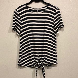 Navy & white striped XS top with tie at the waist